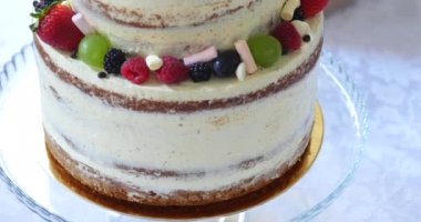 Gıda yaz ahududu-böğürtlen tart, yakın çekim