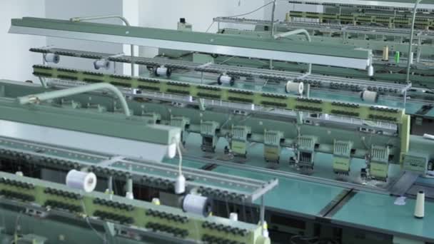 Industrial textile machines in a row — Stock Video