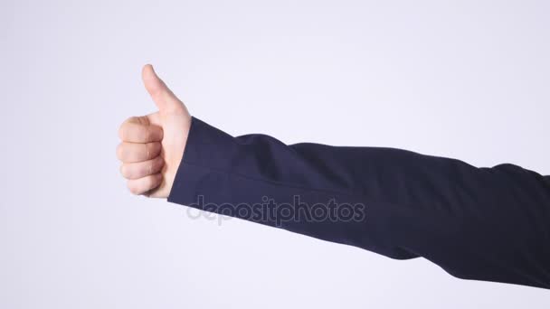 Homme d'affaires montrant pouces vers le bas - gros plan 