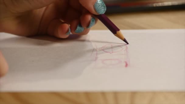 A színes ceruza fej törés közelről — Stock videók