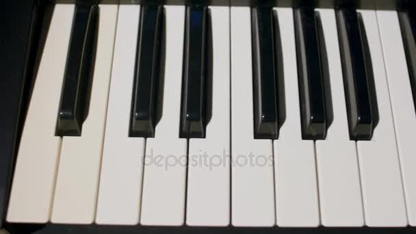 Vista ravvicinata dei tasti del pianoforte — Video Stock