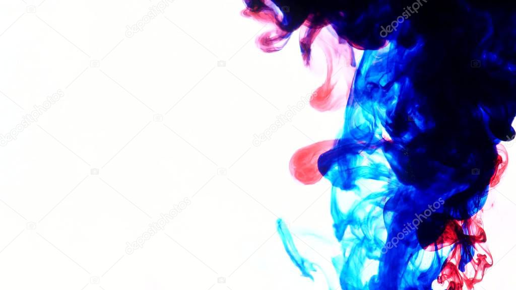 Bright colorful background Blue and red Liquid ink colors blending in water