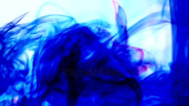 Яркий красочный фон Синий и красный Жидкие цвета чернил смешивания в воде — стоковое видео