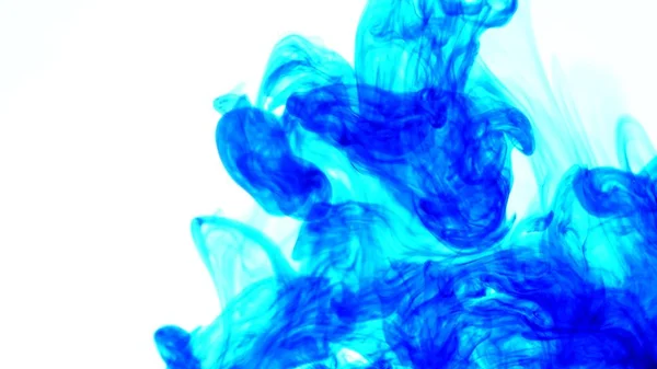 Blue ink in water.Creative slow motion. On a white background — Stock Photo, Image