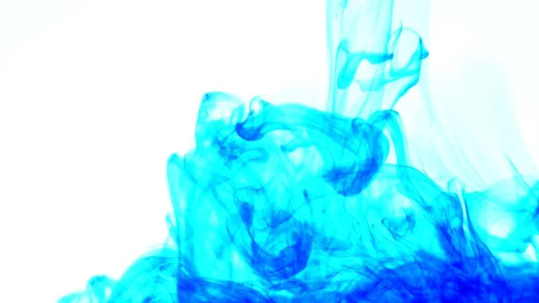 Tinta azul en agua.Creativa cámara lenta. Sobre un fondo blanco — Foto de Stock
