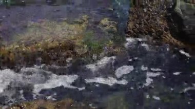 Deniz taşları karşı frenleme ve çakıl bir plajda, saf su dalgaları
