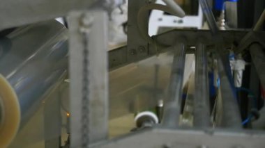 Atölye gıda fabrikasında işlem folyo paket fabrika işçisi otomatik üretim hattında Endüstri/sanayii donatımı satır Gıda Sanayi üretim üzerinde tatlı gıda ambalaj şeker paketleme makinesi