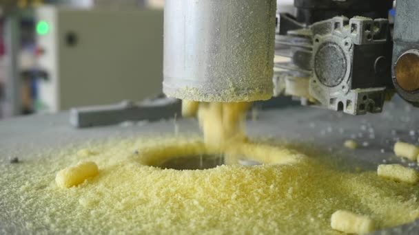 トウモロコシの粉、トウモロコシはフレークの生産のための工場 — ストック動画