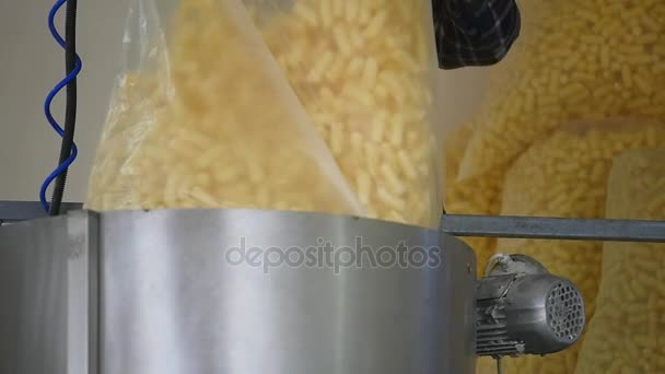 Factory production of sweet corn sticks — Stock Video