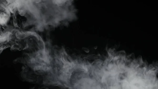 Branco Fumaça flutua sobre fundo preto — Fotografia de Stock