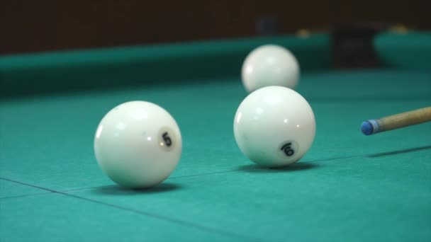 Billiards Pool Break Starting Shot Beginning Of The Game — Stock Video