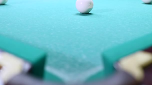 Billiard ball falls into a pocket — Stock Video