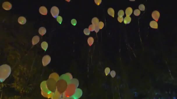 Palloncini che brillano lancio nel cielo — Video Stock