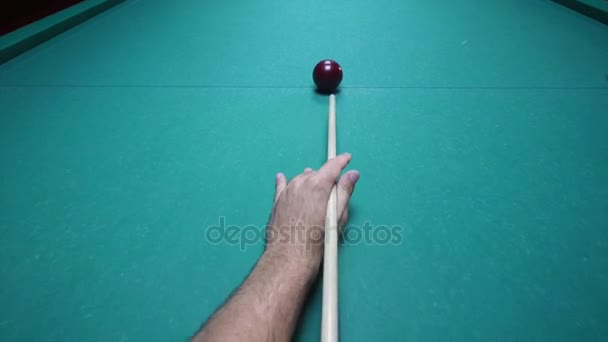 A beautiful girl and young man playing billiards — Stock Video