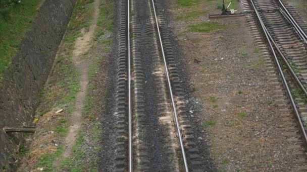 Close up on part of railroad track — Stock Video