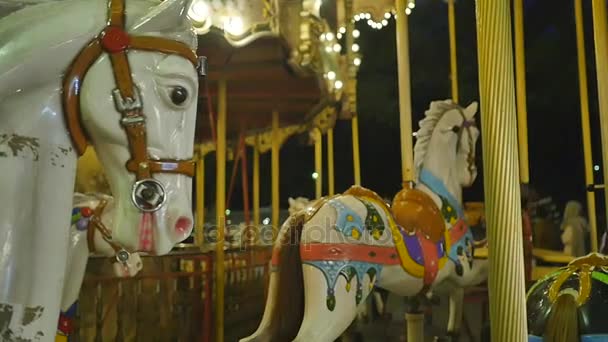 Merry-go-round carousel at night in Paris — Stock Video
