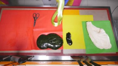 Karamel el yapımı üretim işlemi. Üstten Görünüm