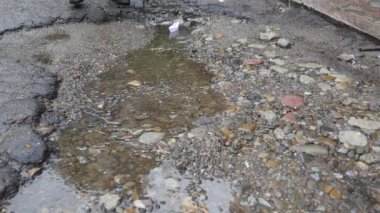 Bir kağıt tekne yağmurlu havalarda bir dere içine koymak bir adam çalışır