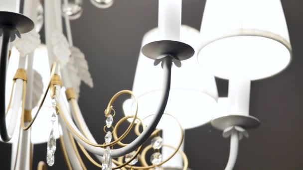 Classic chandelier isolated on grey background — Stock Video