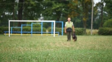 Eğitim köpek. Öğretim adam onun Alman çoban komutanı