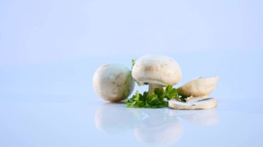 Beyaz arka planda beyaz mantarlar