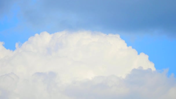 Beyaz bulutların üzerinde mavi gökyüzü çalışan — Stok video