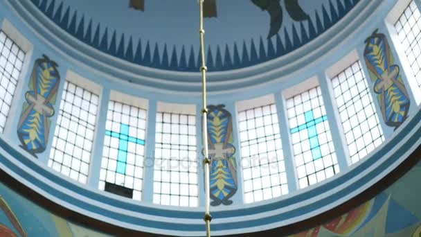 Panning of ceiling of orthodox the Cathedral of the Redeemer — Stock Video