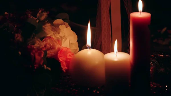 Close-up of a candle. Especially good for spa. Black Background — Stock Photo, Image