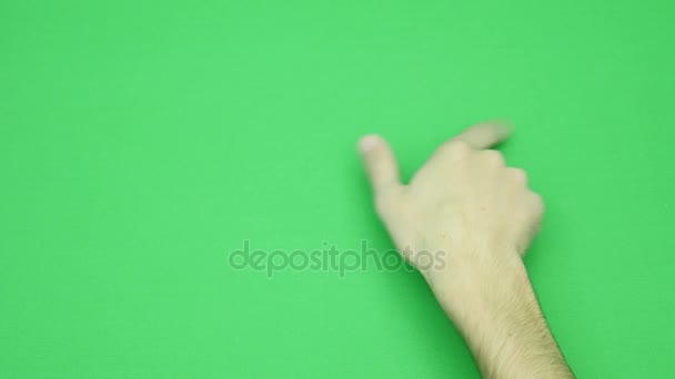 Set of hand gestures, showing the uses of computer touchscreen, tablet, trackpad. 4K with green screen. modern technology — Stock Video