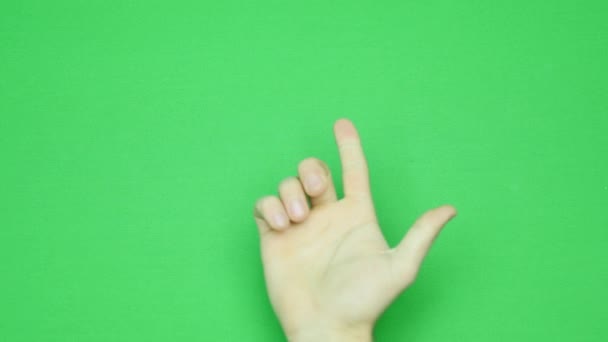 Uppsättning gester, visar användning av dator pekskärm, tablett, styrplatta. 4k med grön skärm. modern teknik — Stockvideo
