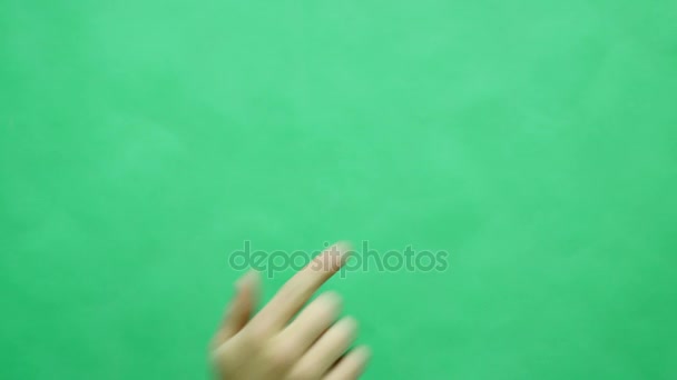 Set of hand gestures, showing the uses of computer touchscreen, tablet, trackpad. 4K with green screen. modern technology — Stock Video