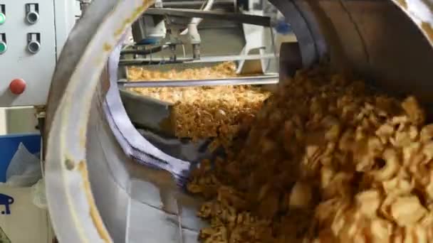 Fabrikada aperatifler üretim hattı — Stok video