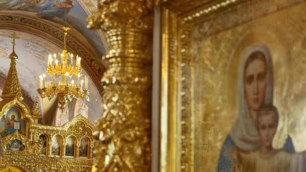 Decoración interior. Fresco del Concilio de la Iglesia, el Interior de la Catedral — Vídeo de stock