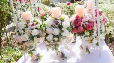 Harika düğün buketi mum tablo ile