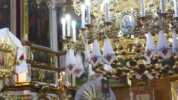 Decoración interior. Fresco del Concilio de la Iglesia, el Interior de la Catedral — Vídeo de stock