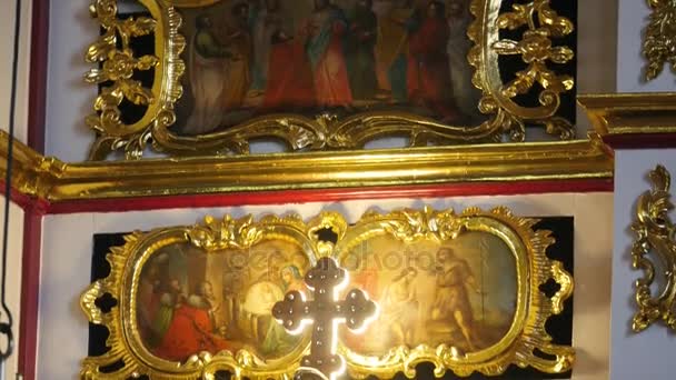 Interior Decoration. Fresco of Church Council, the Interior of Cathedral — Stock Video