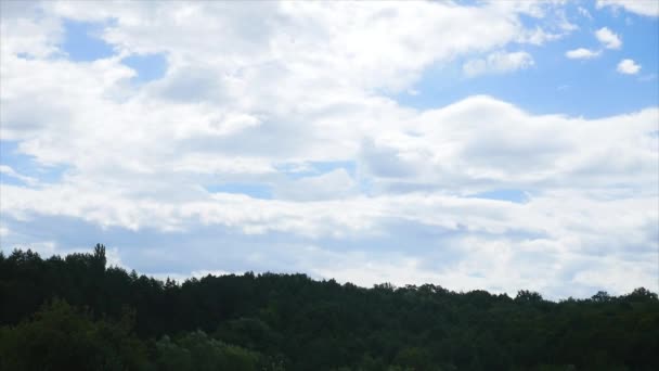 Weergave Landskap Bergen bomen sky mist — Stockvideo