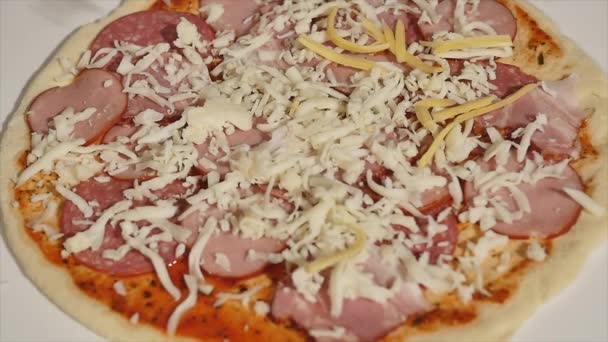 Chef Hand Making Italian Pizza — Stock Video