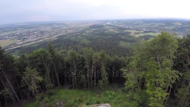 O cume da montanha coberto de floresta. Paisagem montesa. Drone de vídeo . — Vídeo de Stock