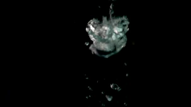 Bubbles in water against black background — Stock Video