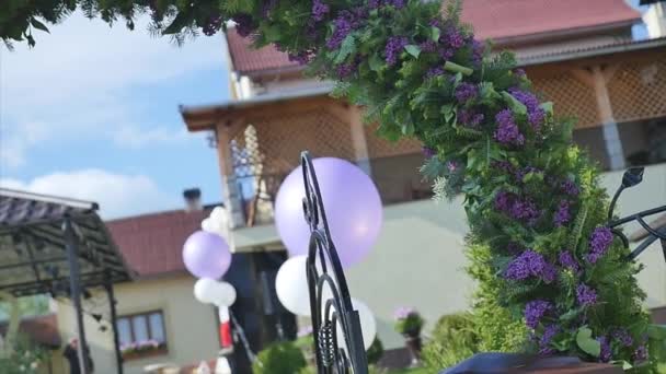 Party blommor och baloons dekoration — Stockvideo