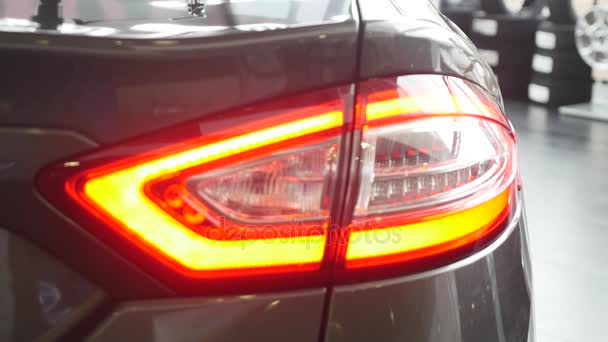 Car headlights. Close up — Stock Video