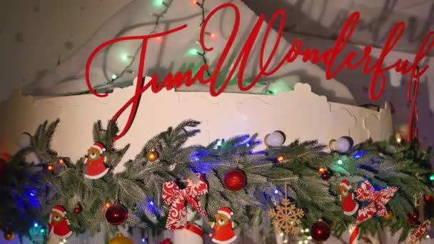 Noel süslemeleri dallarda köknar — Stok video