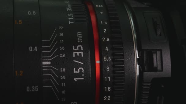 Detalhe da configuração da lente da câmera — Vídeo de Stock