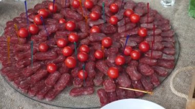 büfe, tablo, gıda, Ziyafet, meyve, et