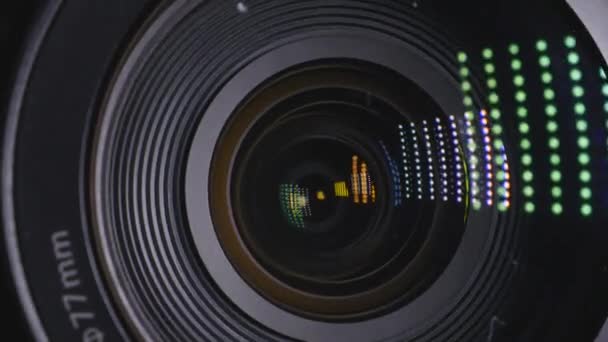 De lens van de camera. Close-up — Stockvideo