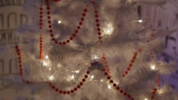 圣诞白树关门了选择性焦点 — 图库视频影像