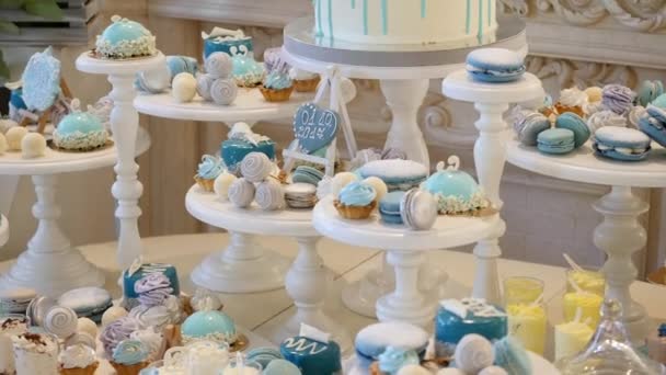 Candy Bar Matrimonio, buffet di caramelle, delizioso Candy bar a un matrimonio — Video Stock