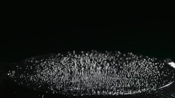 黒い背景にサブウーハーのジャンプ滴水 — ストック動画