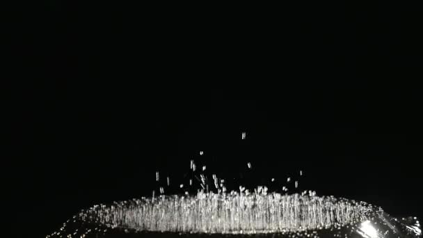 Droppar vatten hoppning på subwoofern på svart bakgrund — Stockvideo